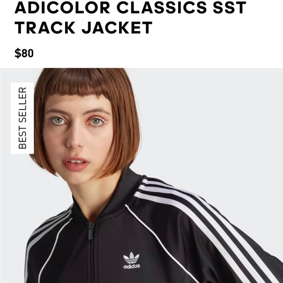 Adidas women’s Adicolor Classics track jacket. Black with white stripes. Size L - Picture 4 of 4